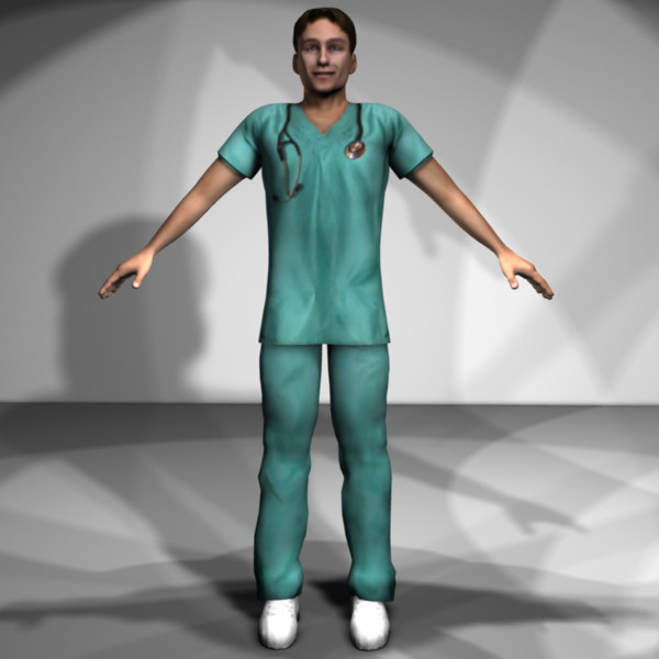 3d male characters model - Medical Personnel Collection Rigged - Men #1 by MasonMotion